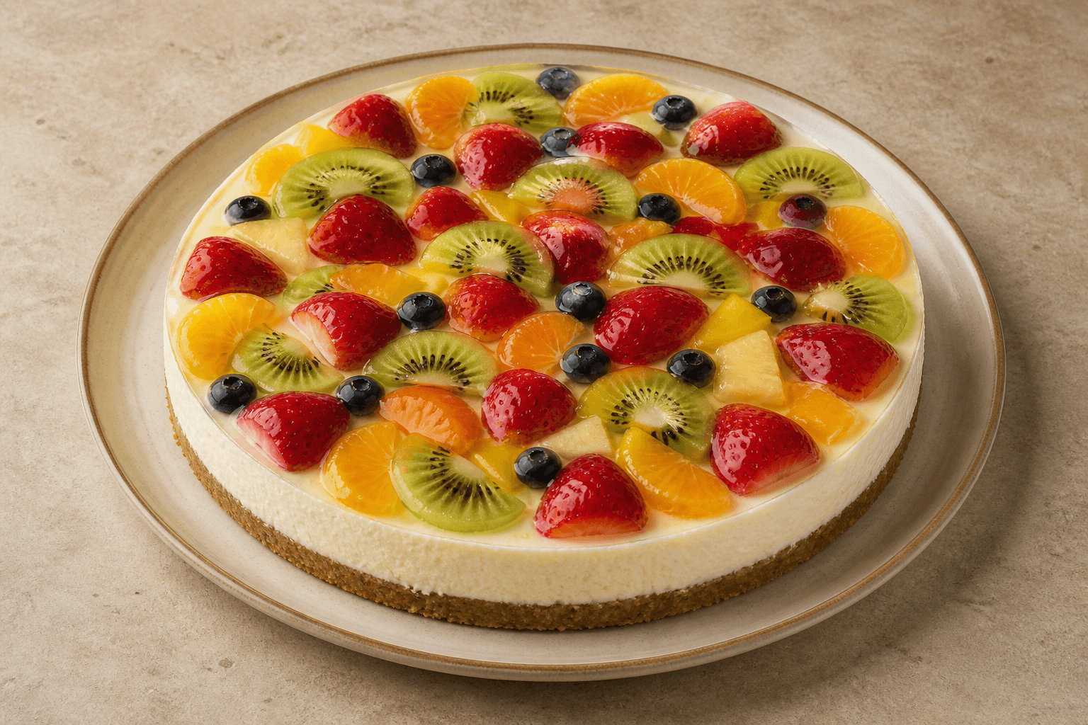 Photorealistic AE Fruit cheesecake slice dessert P10 food image by VDAMO