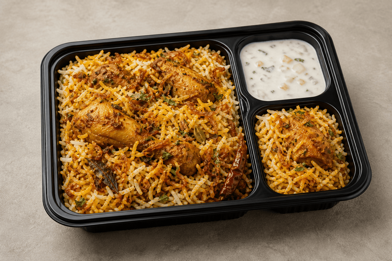 Photorealistic Chicken biryani box 089 P08 food image by VDAMO