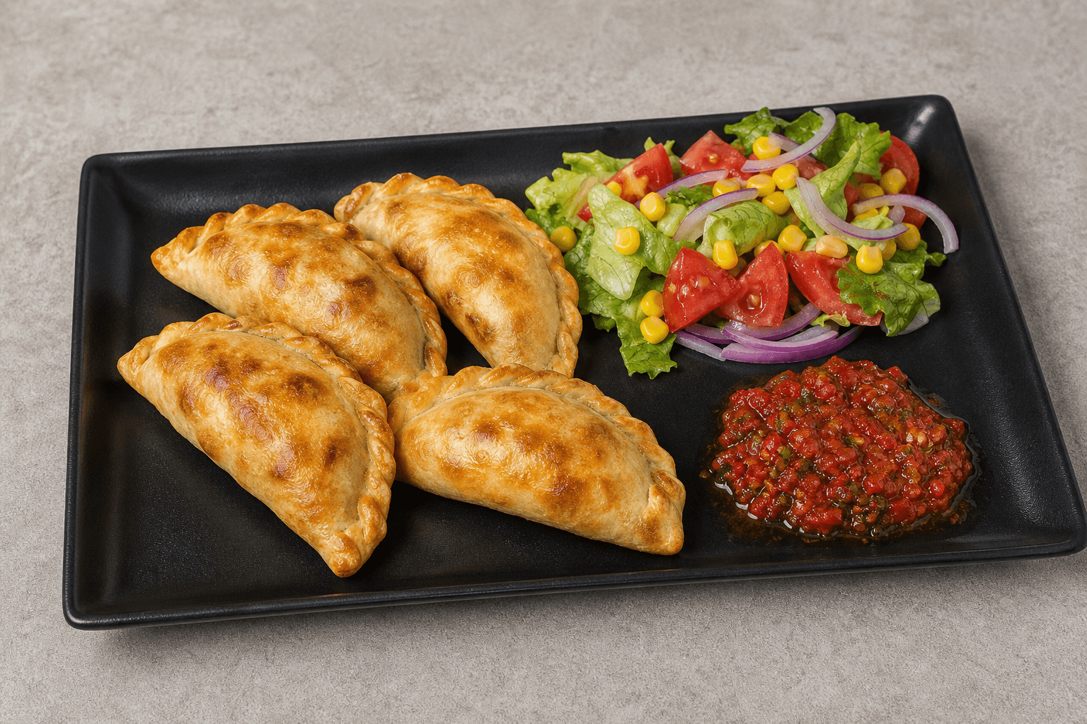 Photorealistic Latin empanada combo 084 P02 food image by VDAMO