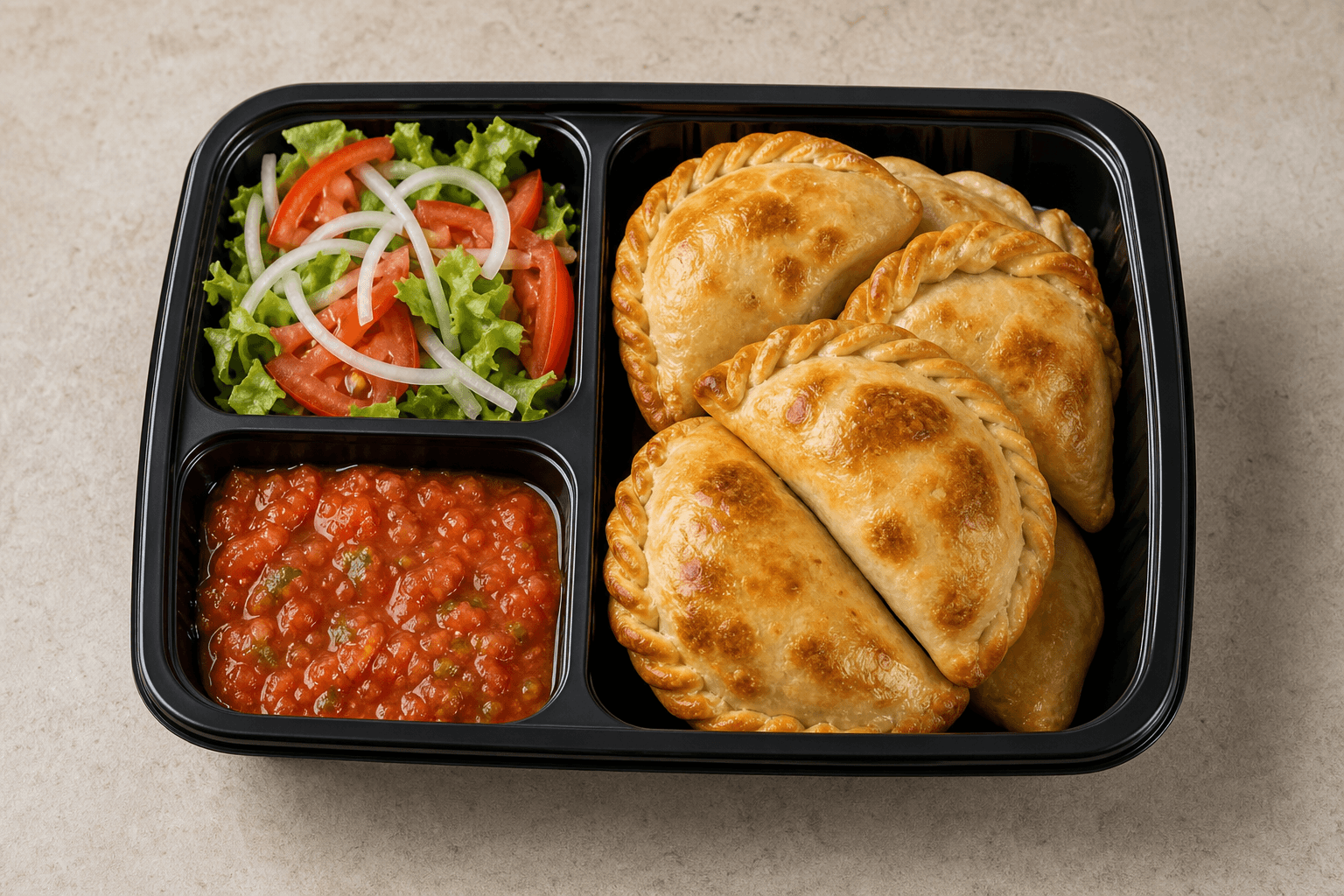 Photorealistic Latin empanada combo 084 P08 food image by VDAMO