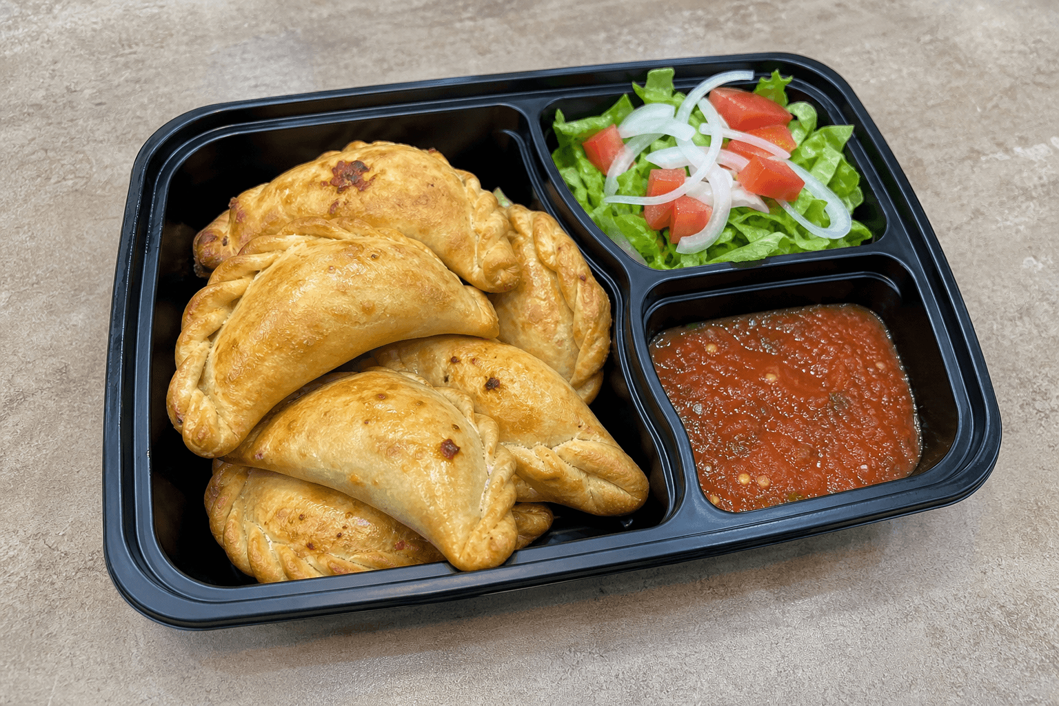 Photorealistic Latin empanada combo 124 P08 food image by VDAMO