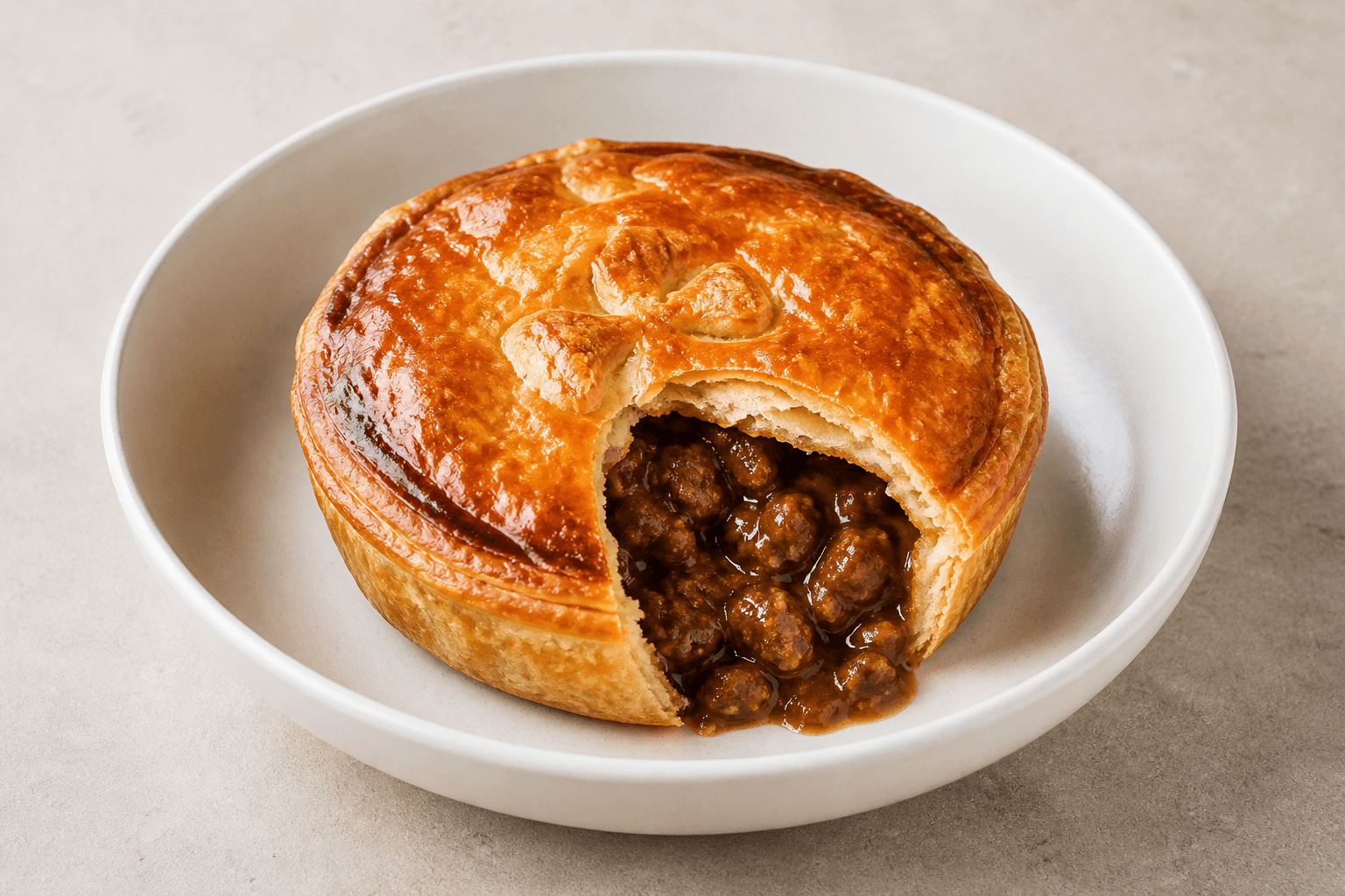 Photorealistic Australian meat pie menu-main p04 food image by VDAMO