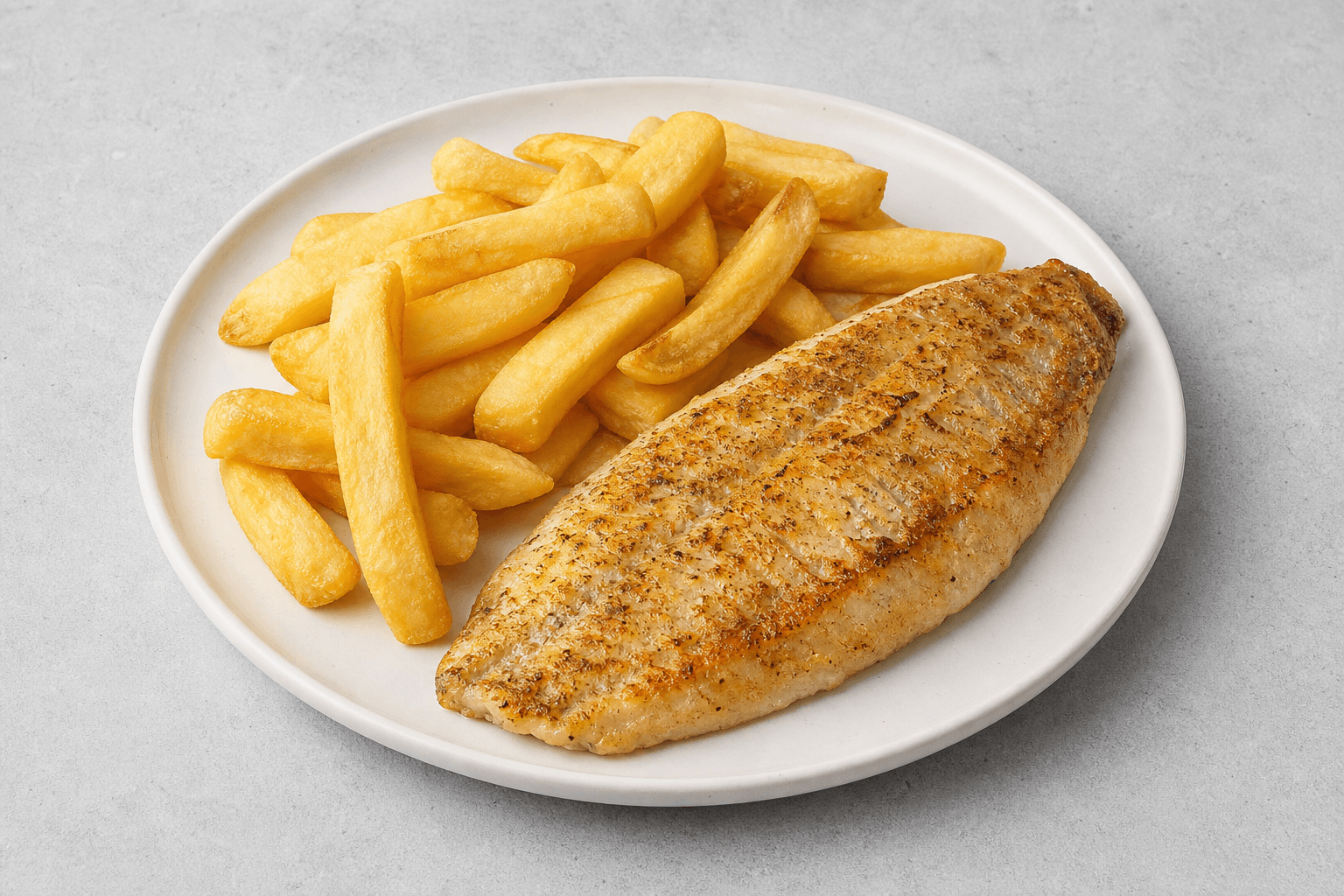 Photorealistic Barramundi fish and chips menu-main p07 food image by VDAMO