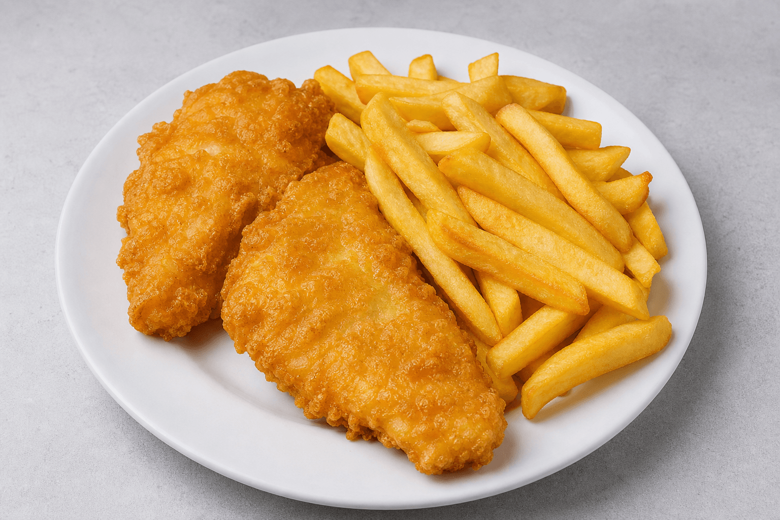 Photorealistic Barramundi fish and chips menu-main p08 food image by VDAMO