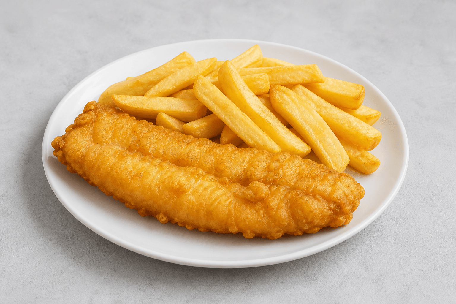 Photorealistic Barramundi fish and chips menu-main p09 food image by VDAMO