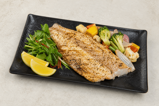 Photorealistic Grilled barramundi menu-main p02 food image by VDAMO