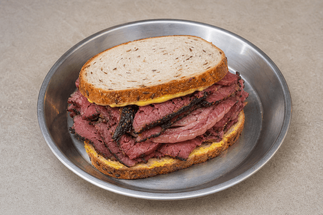 Photorealistic Montreal smoked meat sandwich menu-main p05 food image by VDAMO