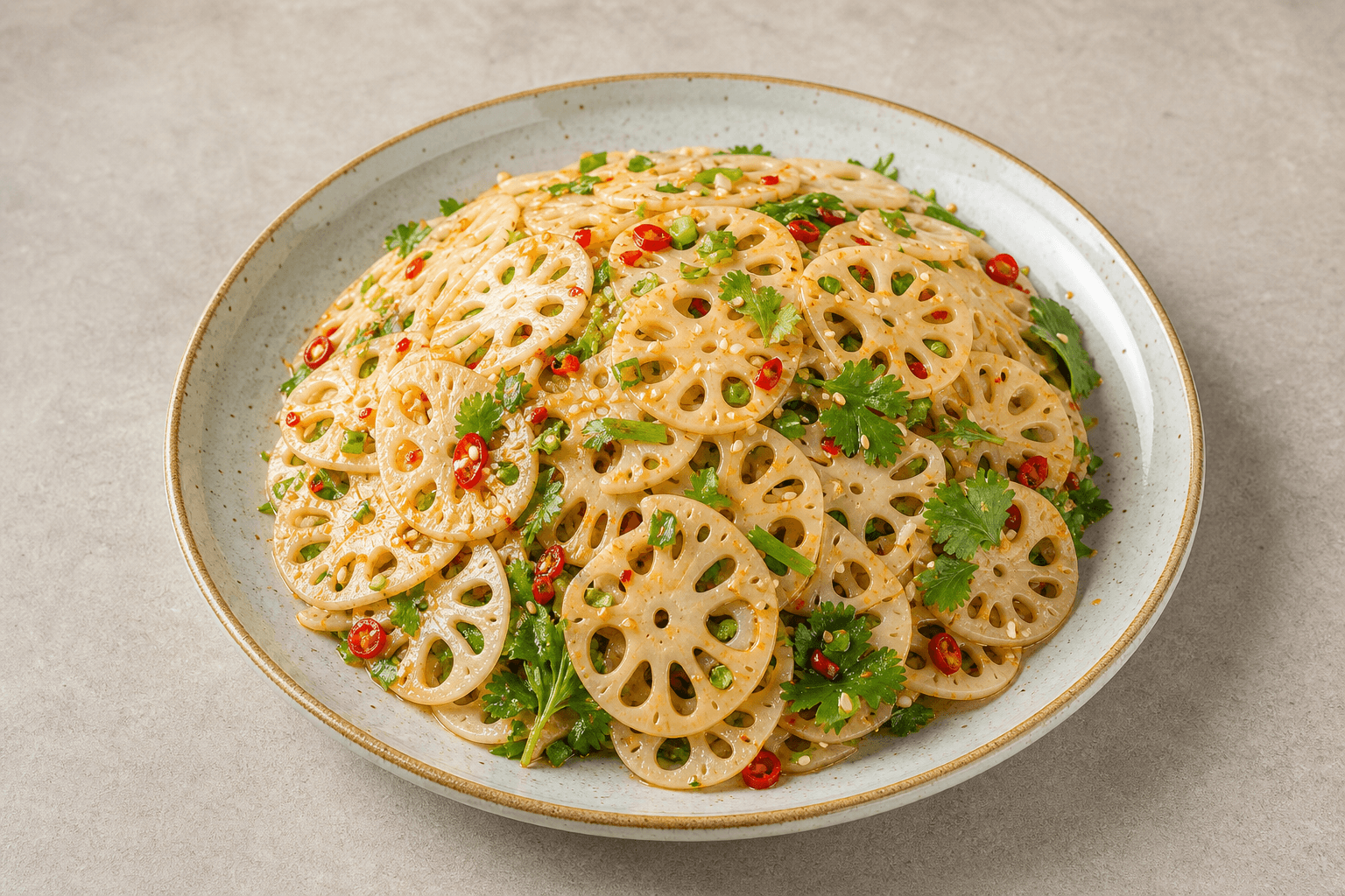 Photorealistic Lotus root salad menu-main p10 food image by VDAMO