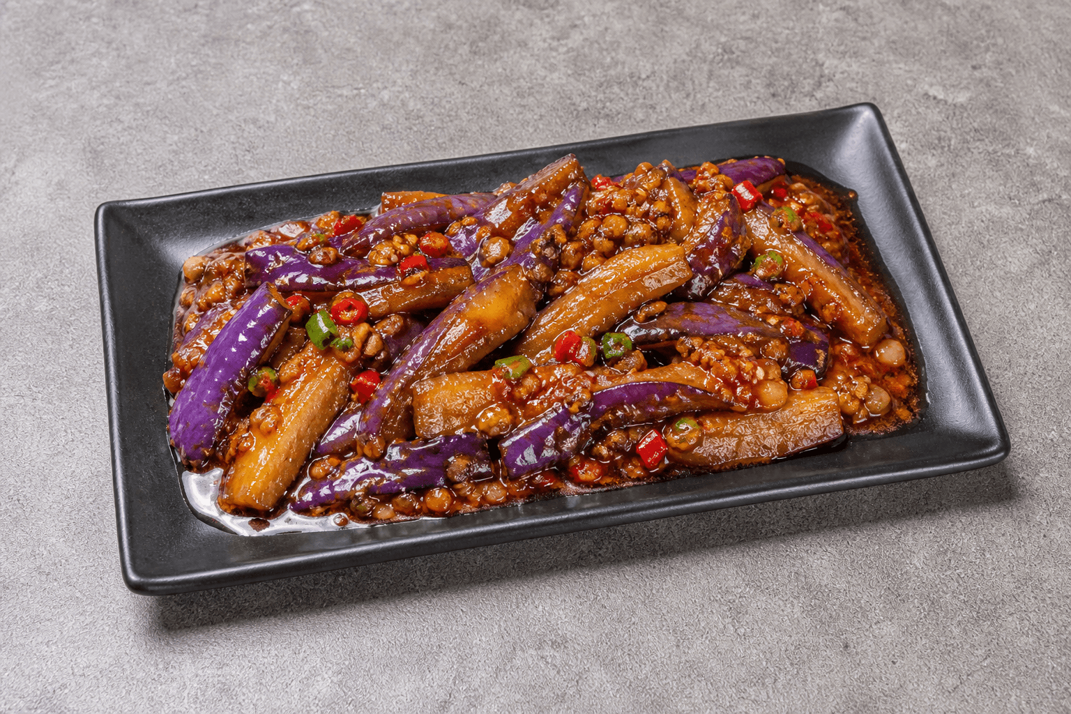 Photorealistic Fish fragrant eggplant menu-main p02 food image by VDAMO