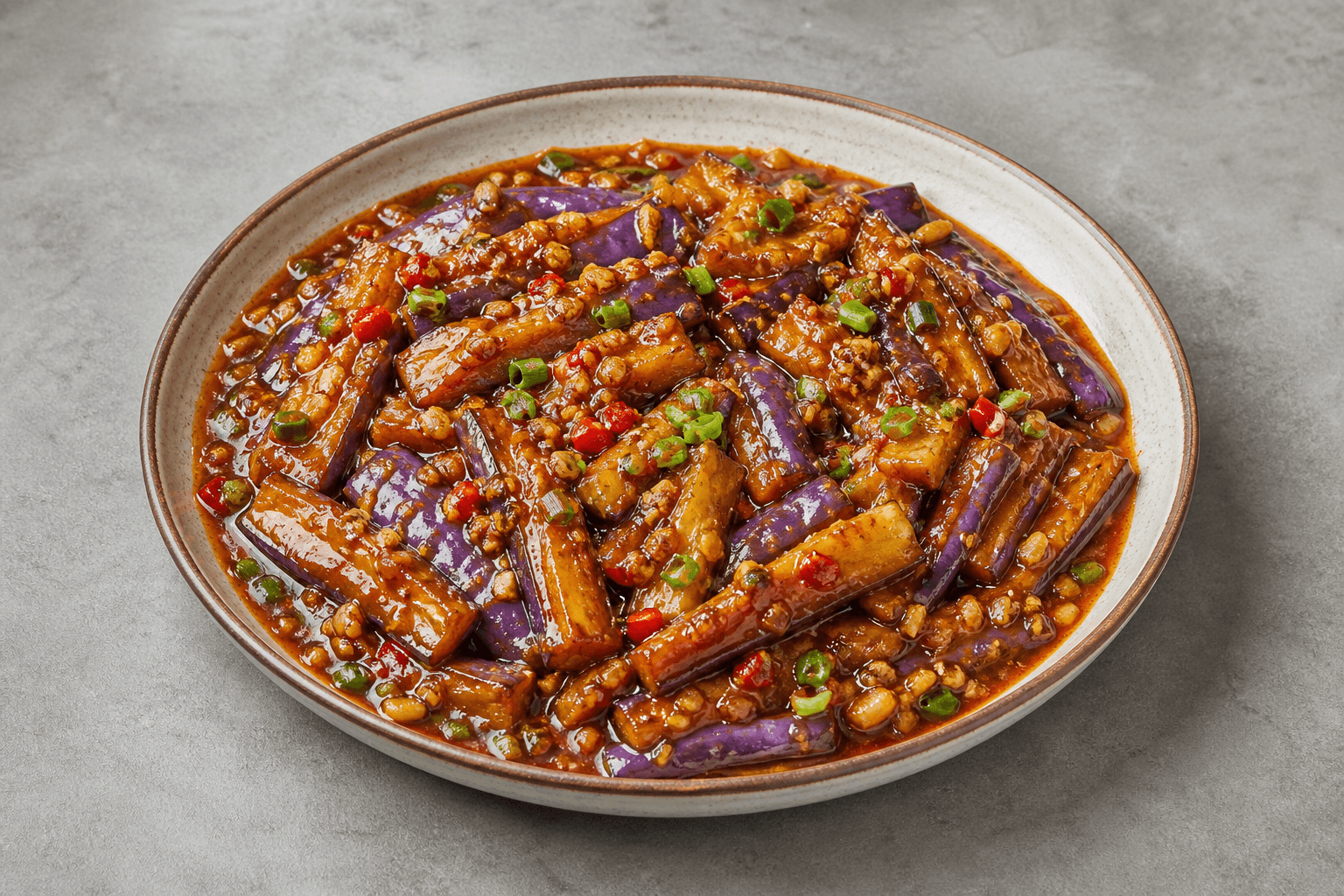 Photorealistic Fish fragrant eggplant menu-main p10 food image by VDAMO