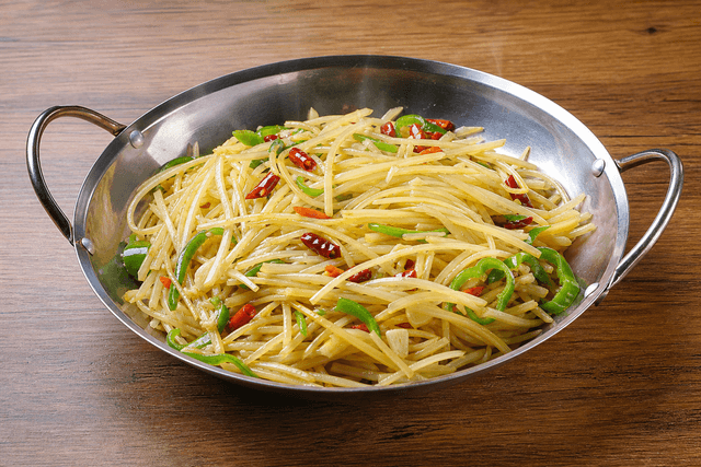 Photorealistic Sour and spicy shredded potato menu-main p05 food image by VDAMO