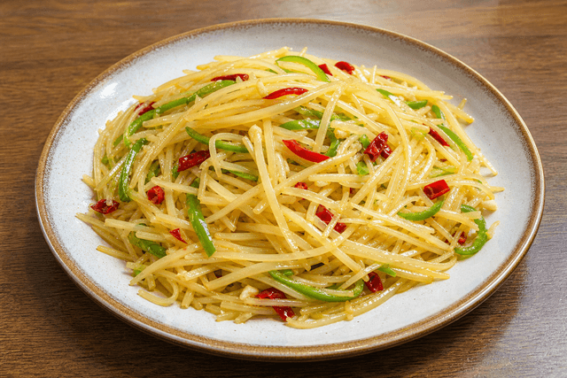 Photorealistic Sour and spicy shredded potato menu-main p10 food image by VDAMO