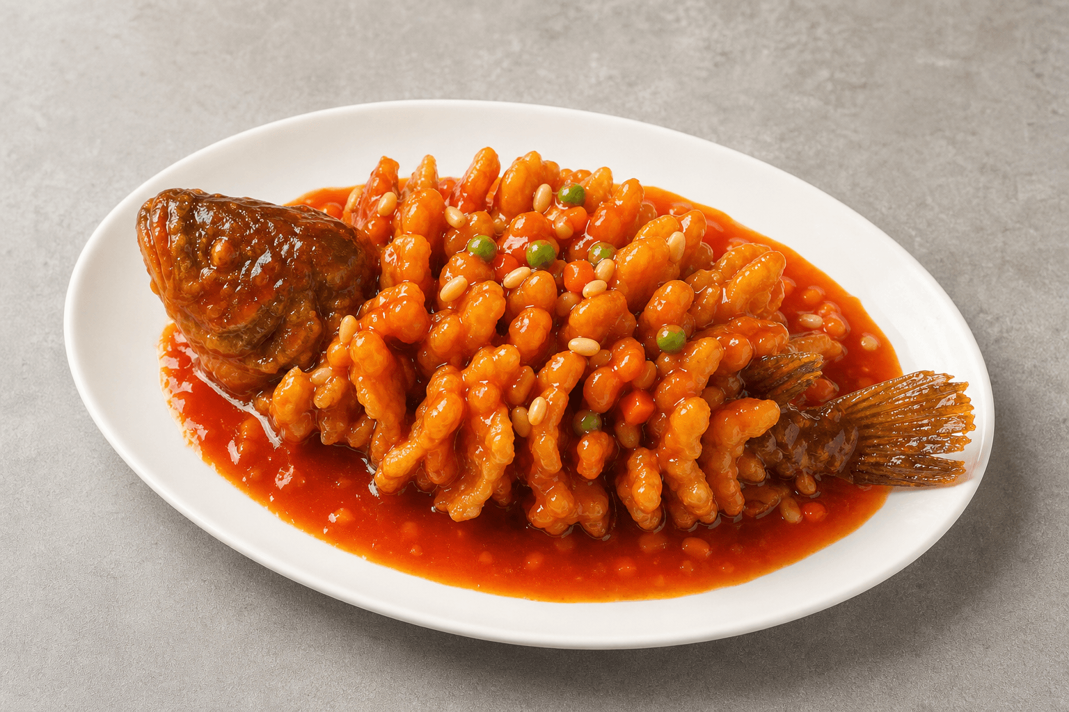 Photorealistic Squirrel mandarin fish menu-main p09 food image by VDAMO