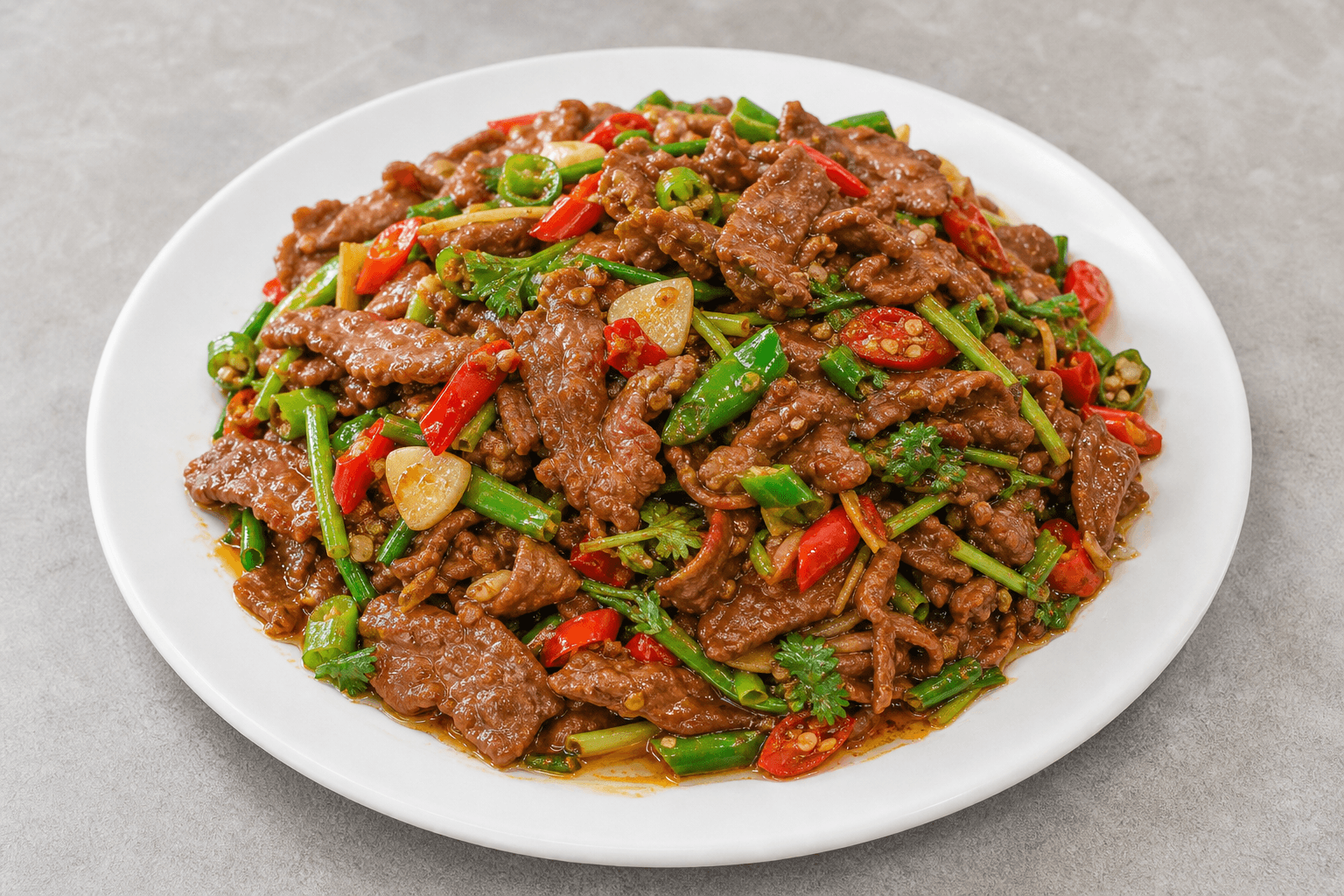 Photorealistic Stir-fried yellow beef menu-main p01 food image by VDAMO