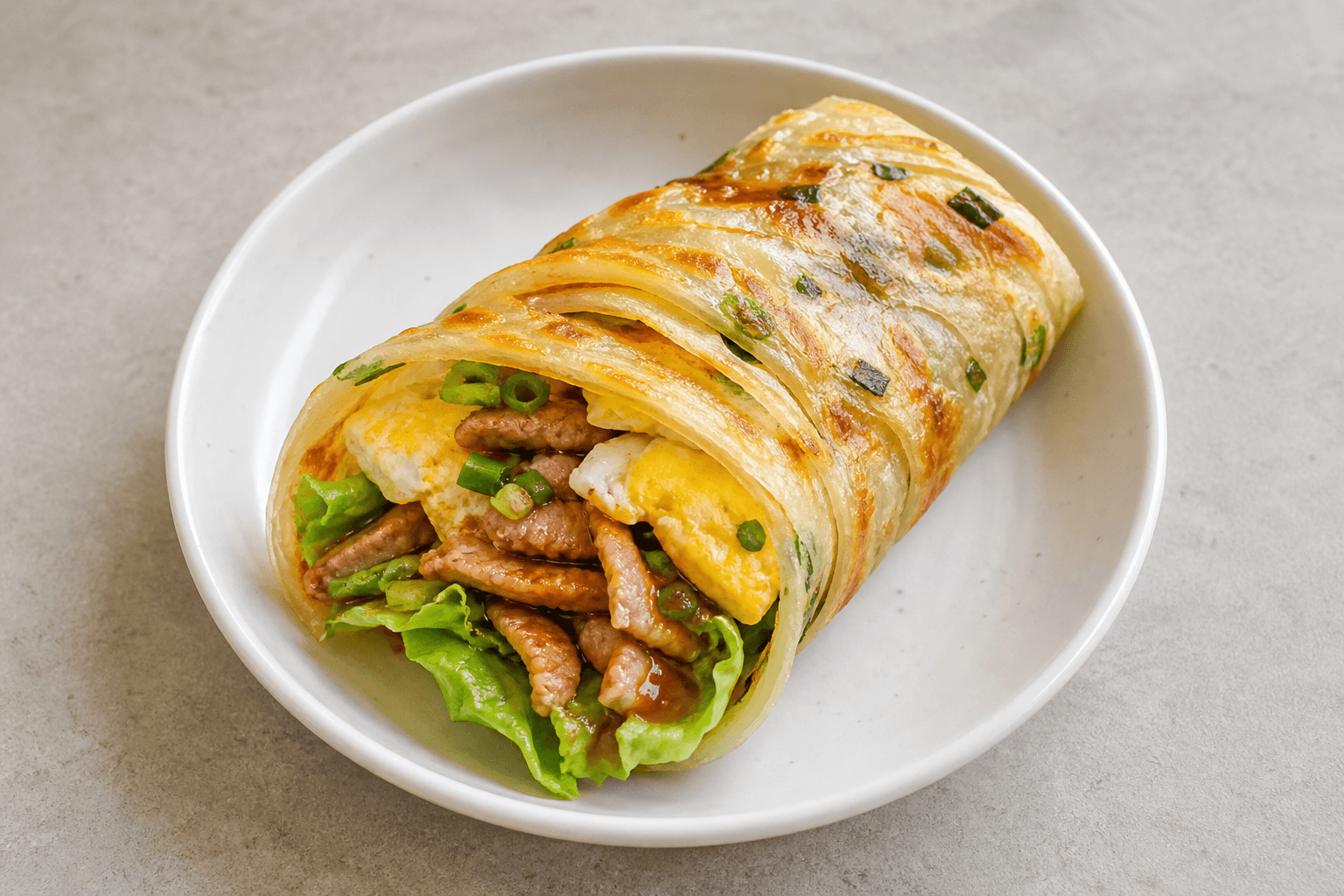 Photorealistic Scallion pancake roll menu-main p04 food image by VDAMO