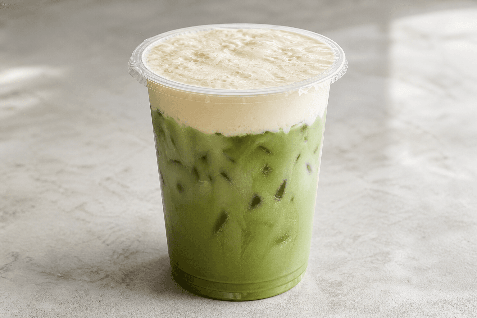 Photorealistic Cheese matcha latte menu-main p10 food image by VDAMO
