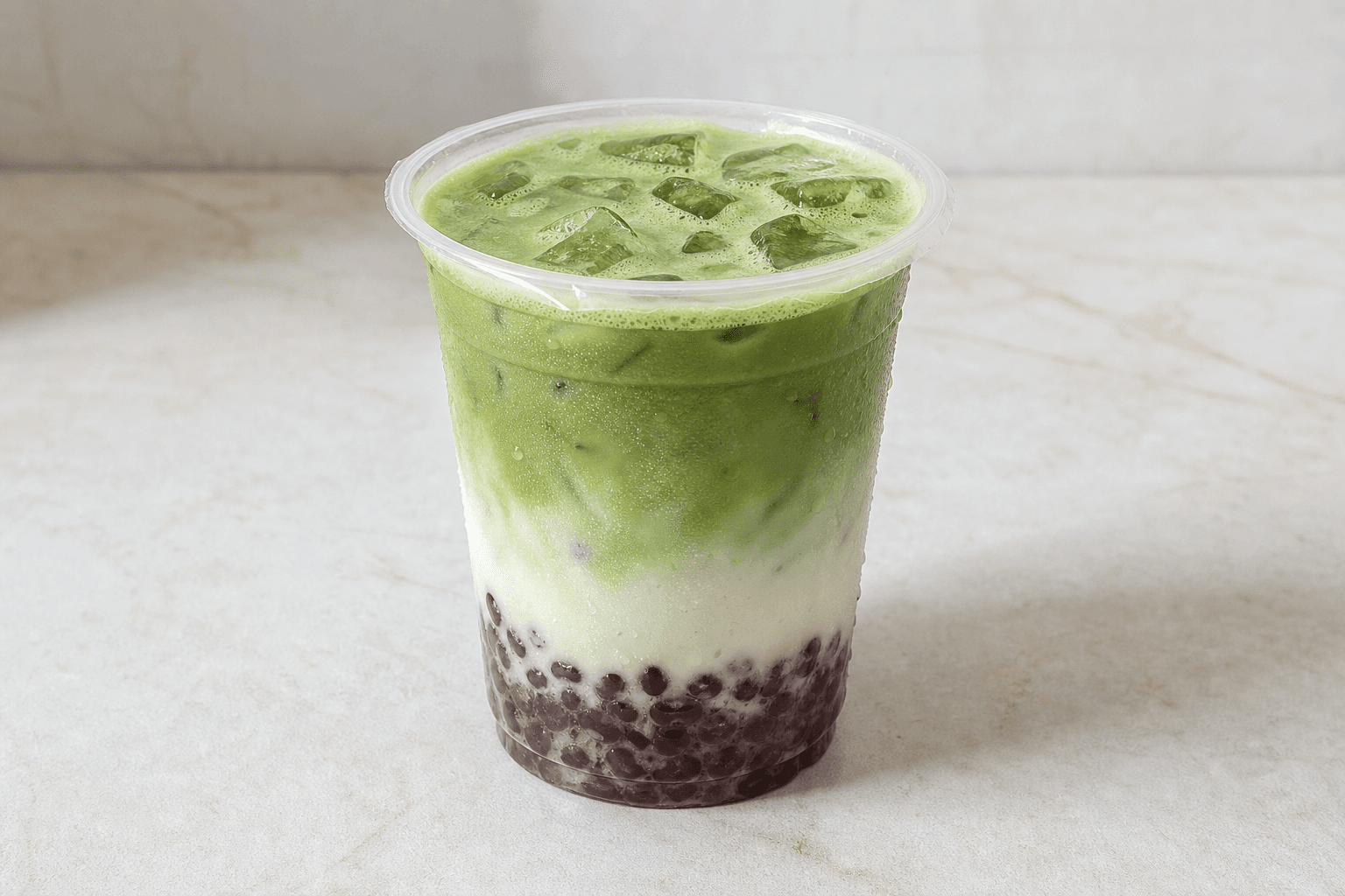Photorealistic Red bean matcha latte menu-main p06 food image by VDAMO