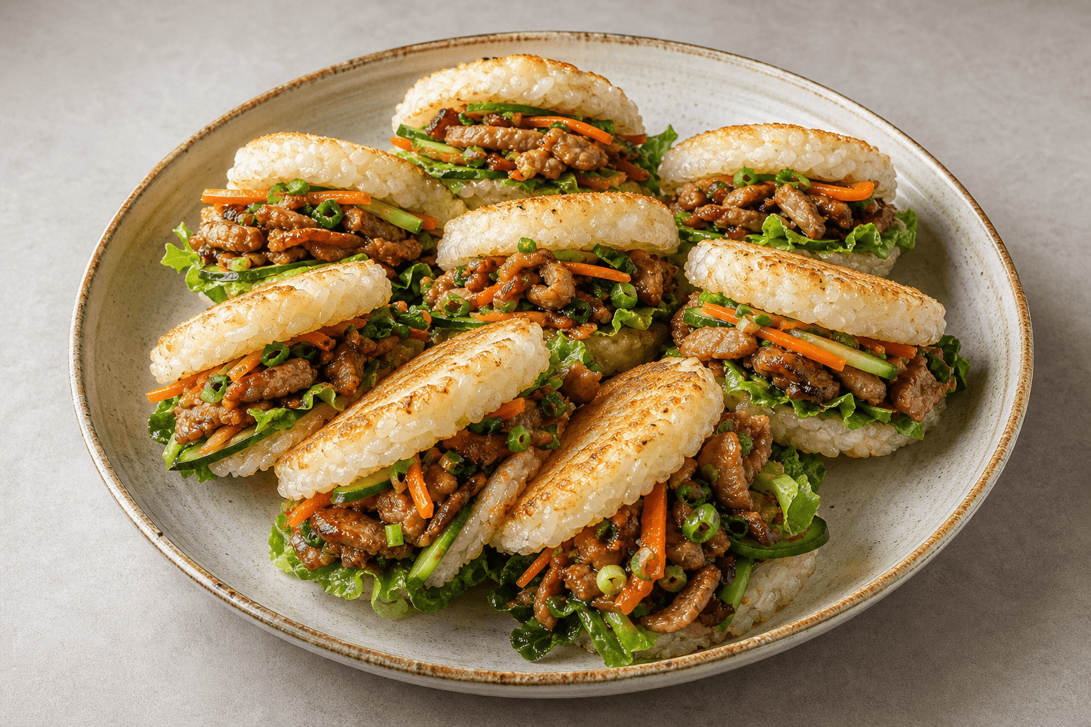 Photorealistic Rice burger menu-main p10 food image by VDAMO
