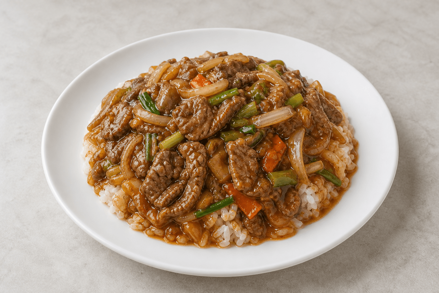 Photorealistic Beef rice bowl menu-main p01 food image by VDAMO