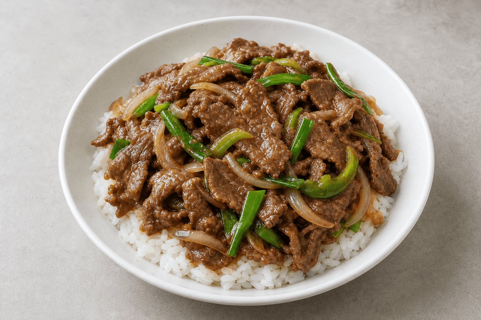 Photorealistic Beef rice bowl menu-main p04 food image by VDAMO