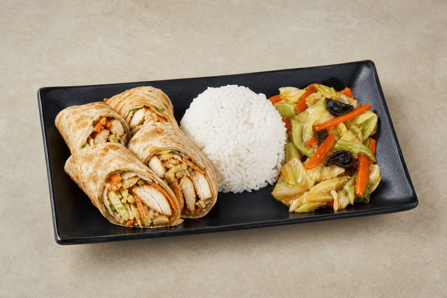 Photorealistic CN Chicken wrap combo quick-service P02 food image by VDAMO