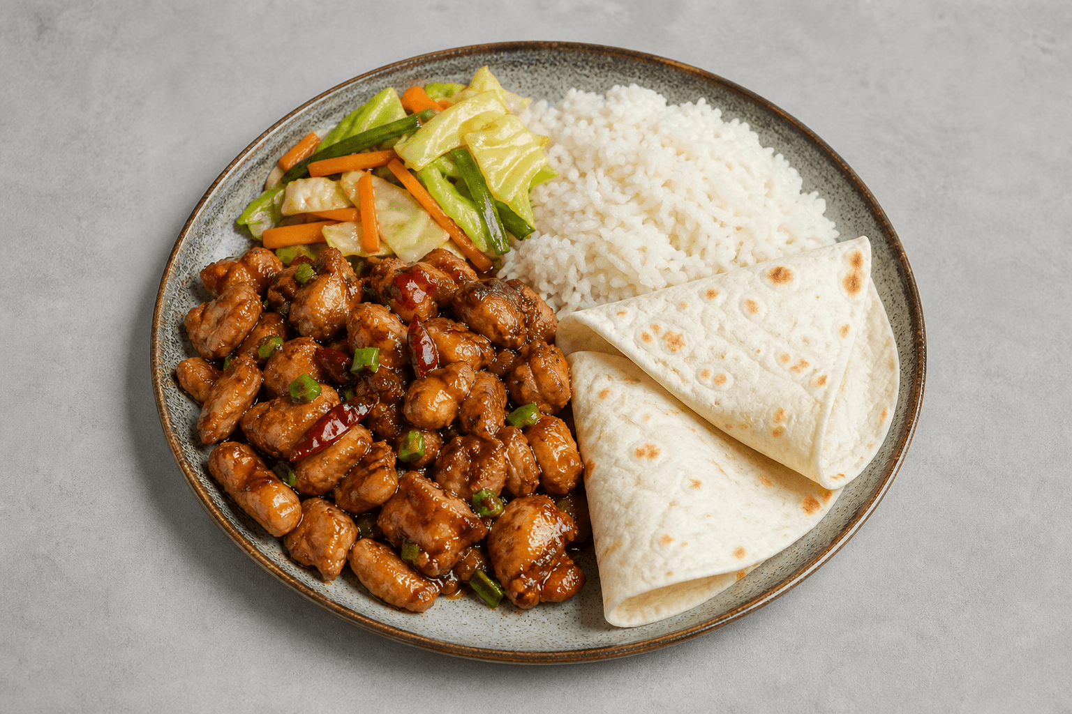Photorealistic CN Chicken wrap combo quick-service P10 food image by VDAMO