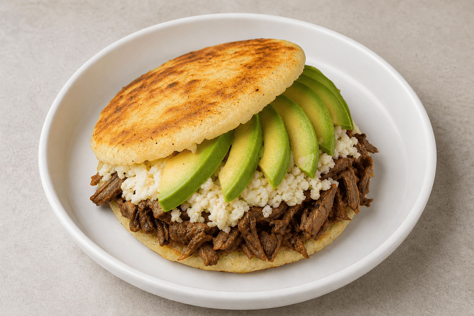 Photorealistic Arepa menu-main p04 food image by VDAMO