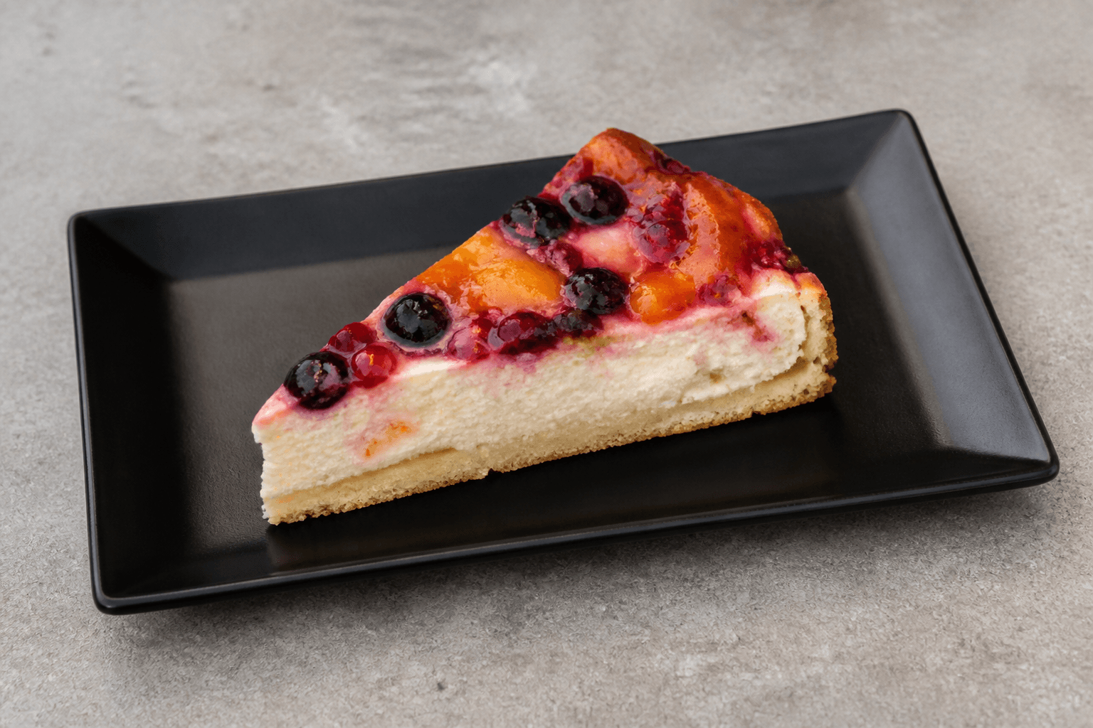 Photorealistic DE Fruit cheesecake slice dessert P02 food image by VDAMO