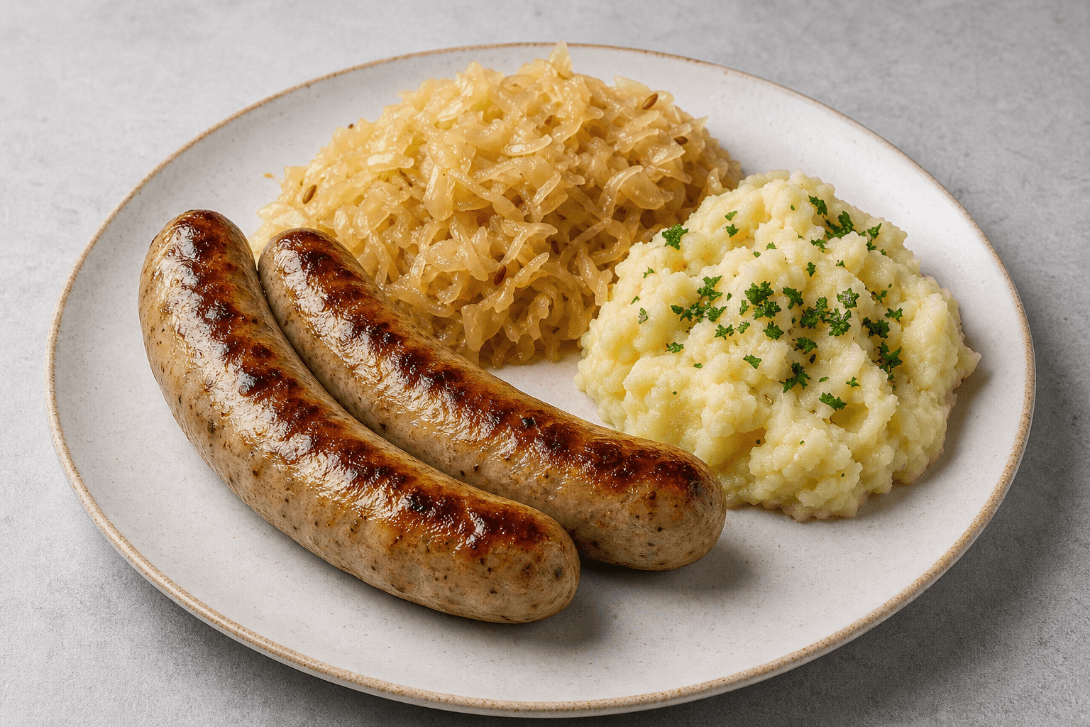 Photorealistic Bratwurst plate menu-main p03 food image by VDAMO