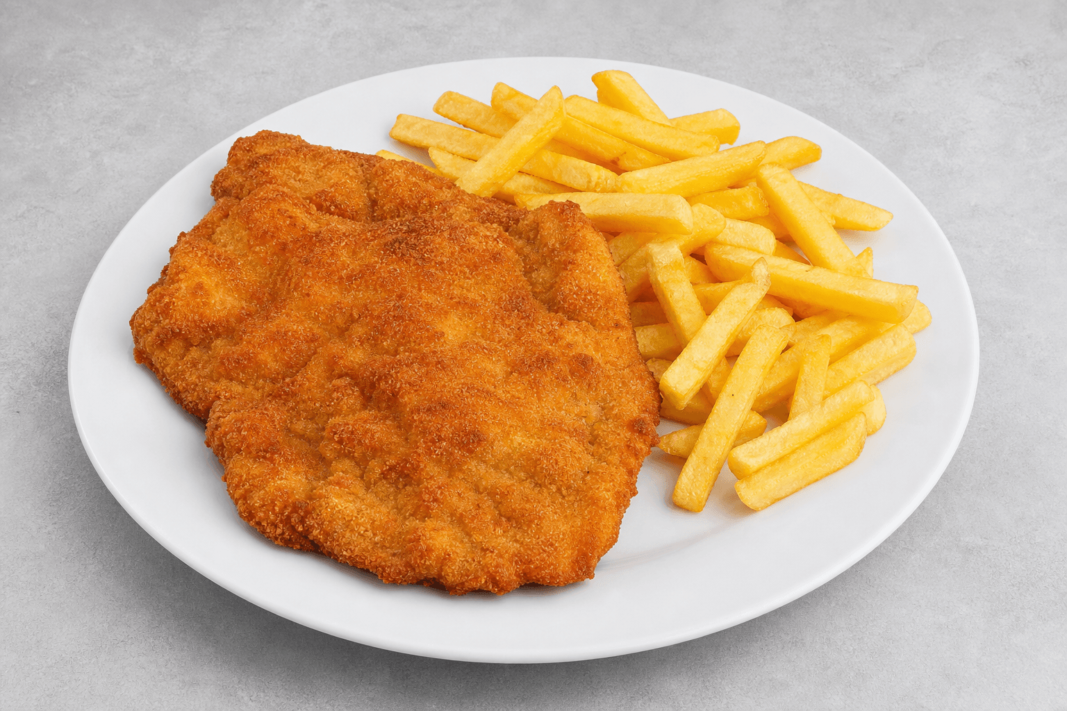 Photorealistic Schnitzel mit pommes menu-main p06 food image by VDAMO