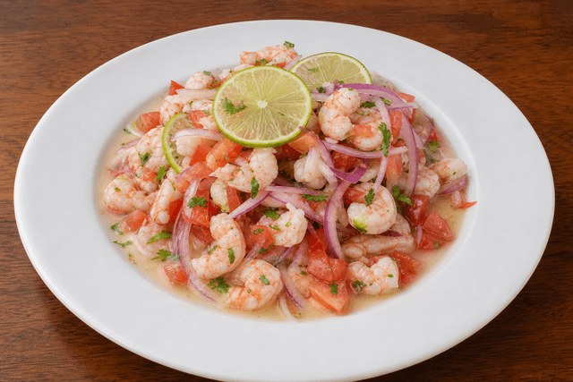 Photorealistic Ecuadorian shrimp ceviche menu-main food image by VDAMO