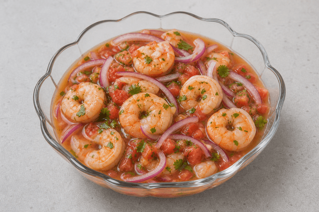 Photorealistic Ecuadorian shrimp ceviche menu-main p04 food image by VDAMO