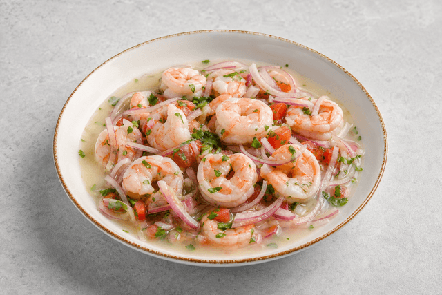 Photorealistic Ecuadorian shrimp ceviche menu-main p07 food image by VDAMO