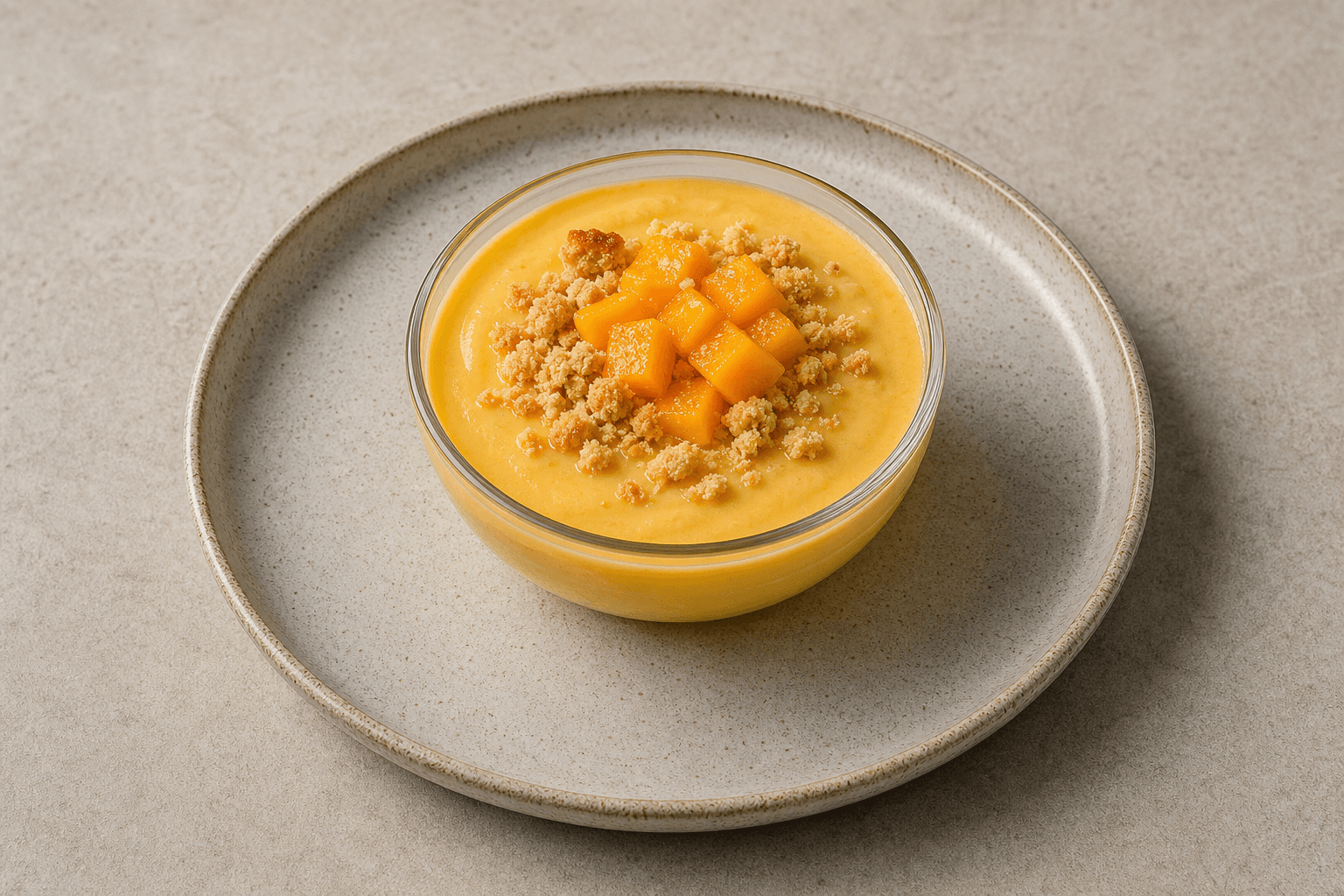 Photorealistic FR Mango pudding cup dessert menu-main p10 food image by VDAMO