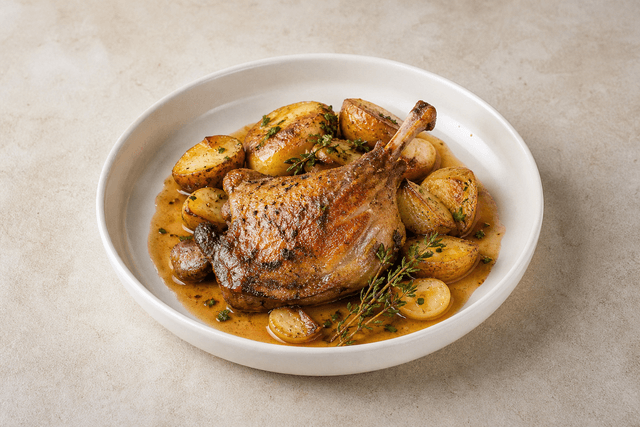 Photorealistic Duck confit menu-main p04 food image by VDAMO