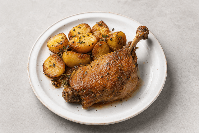 Photorealistic Duck confit menu-main p09 food image by VDAMO
