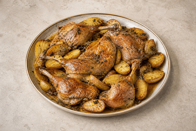 Photorealistic Duck confit menu-main p10 food image by VDAMO