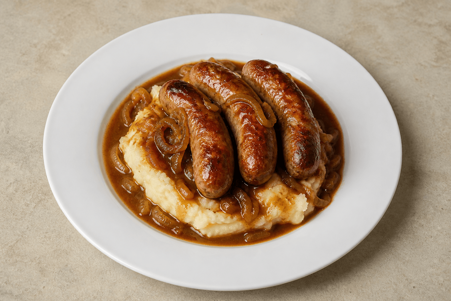 Photorealistic Bangers and mash menu-main p01 food image by VDAMO
