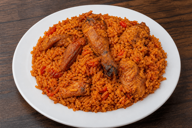 Photorealistic Ghana jollof rice menu-main food image by VDAMO