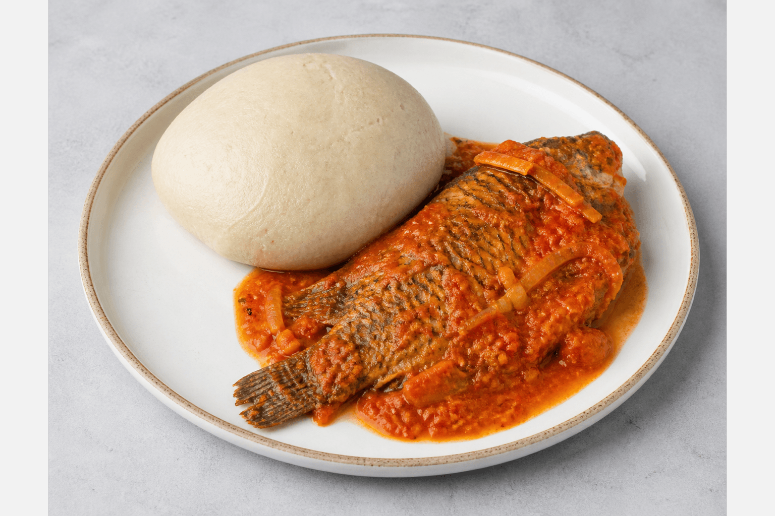 Photorealistic Banku with tilapia menu-main p04 food image by VDAMO