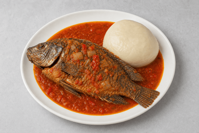 Photorealistic Banku with tilapia menu-main p06 food image by VDAMO