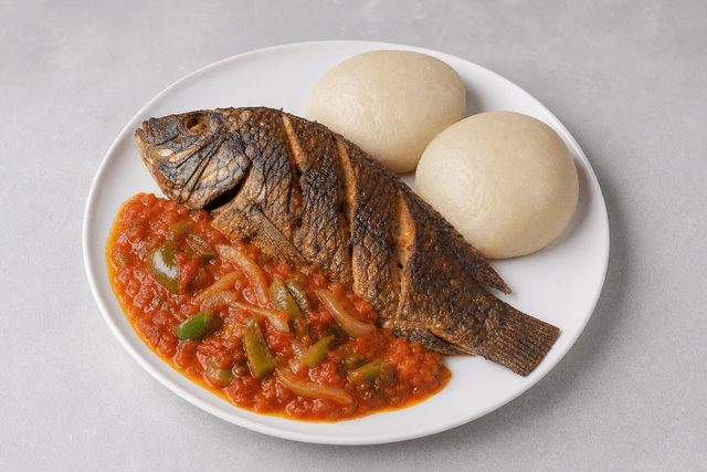 Photorealistic Banku with tilapia menu-main p08 food image by VDAMO