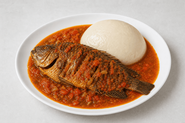 Photorealistic Banku with tilapia menu-main p09 food image by VDAMO