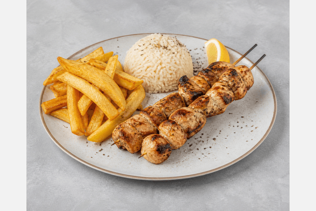 Photorealistic Chicken kontosouvli menu-main p04 food image by VDAMO