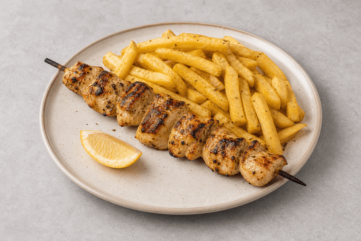 Photorealistic Chicken kontosouvli menu-main p05 food image by VDAMO