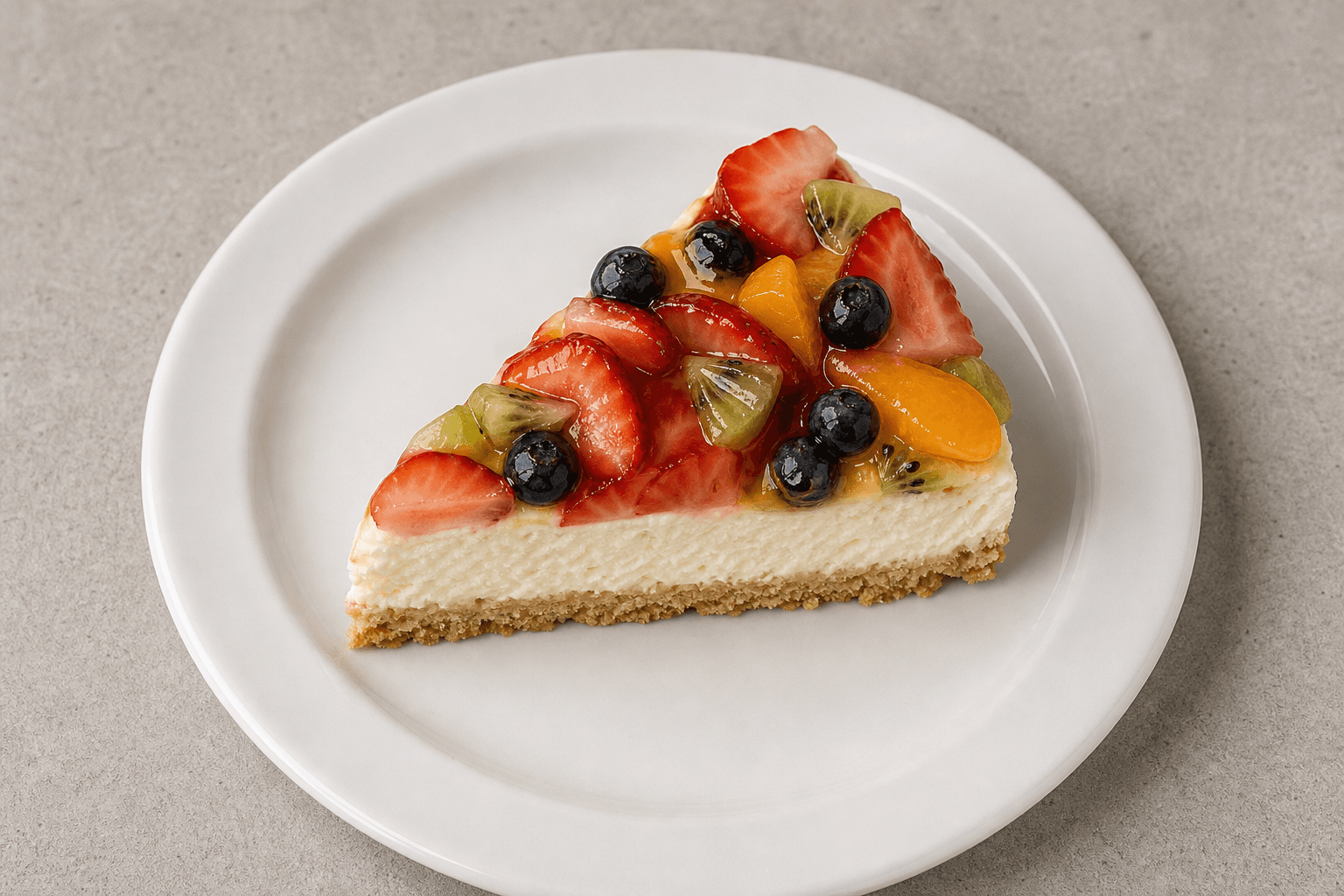 Photorealistic GR Fruit cheesecake slice dessert P01 food image by VDAMO