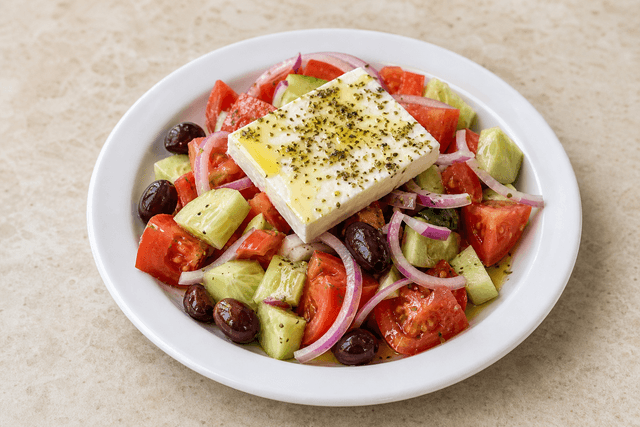 Photorealistic Greek salad menu-main p09 food image by VDAMO