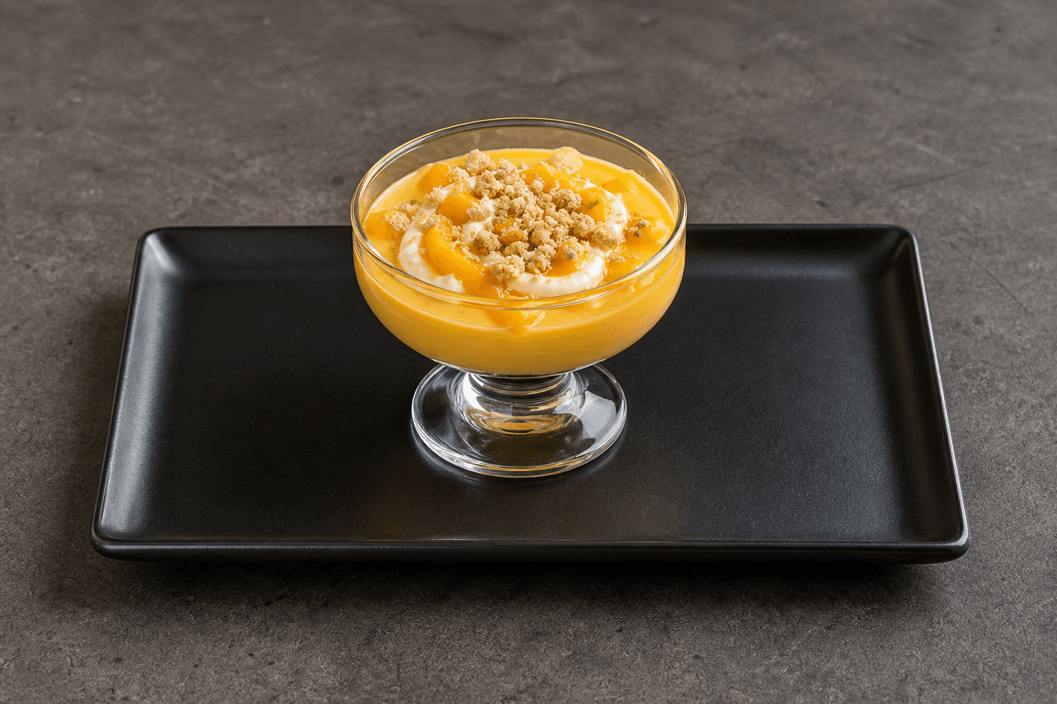 Photorealistic HU Mango pudding cup dessert menu-main p02 food image by VDAMO
