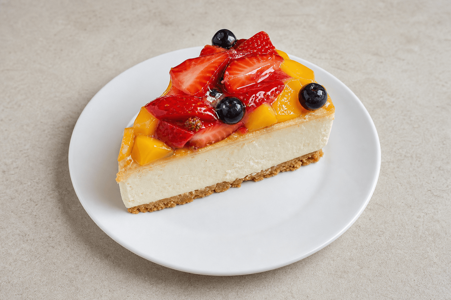 Photorealistic ID Fruit cheesecake slice dessert P09 food image by VDAMO