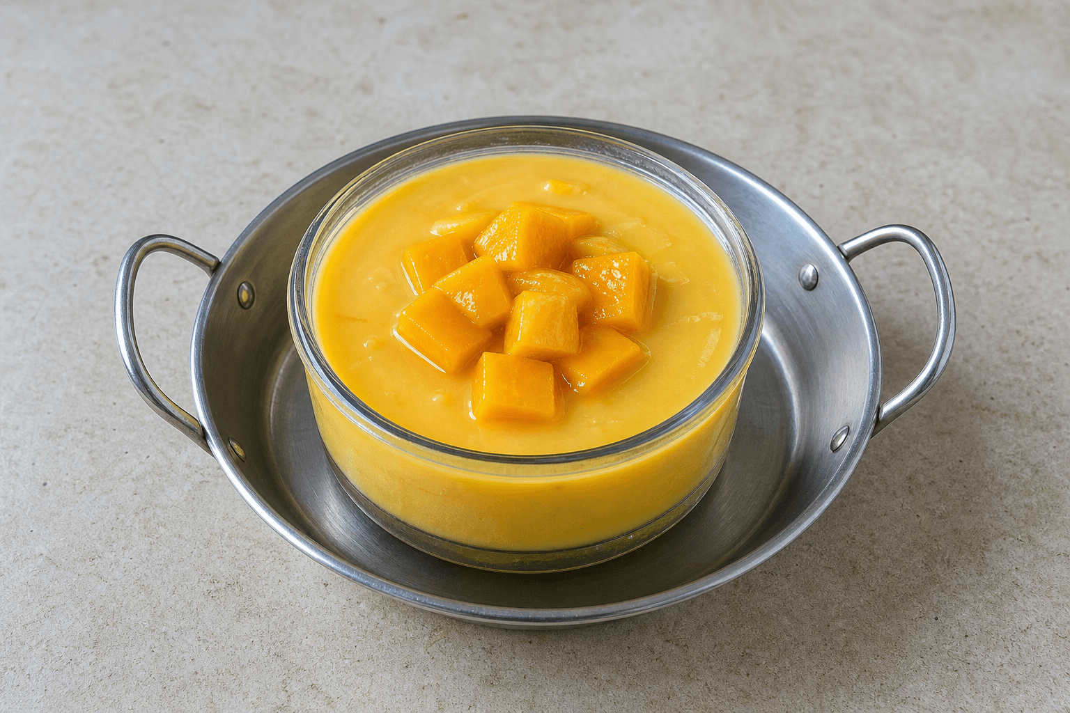 Photorealistic ID Mango pudding cup dessert menu-main p05 food image by VDAMO
